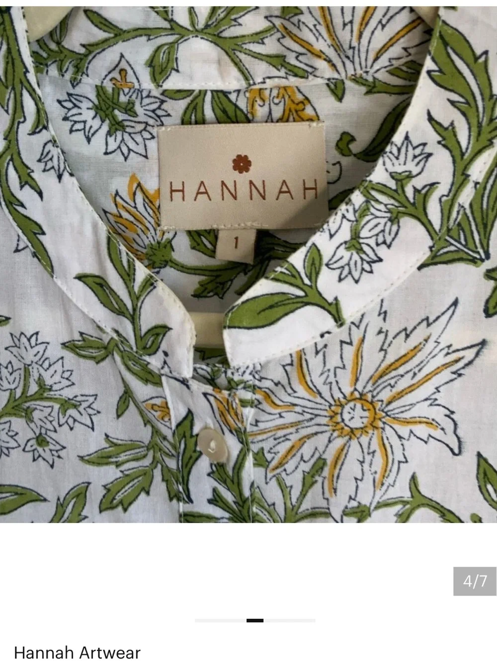 White Embroidered Cotton Blouse with Green & Yellow Floral Detail